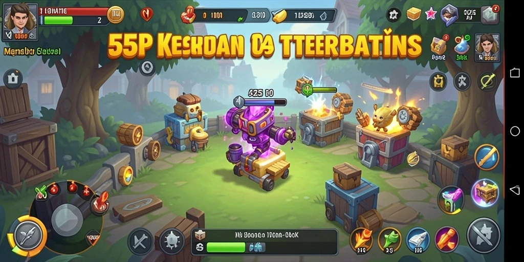 Screenshot utama 55RP menampilkan karakter sedang bekerja di dunia Idle.