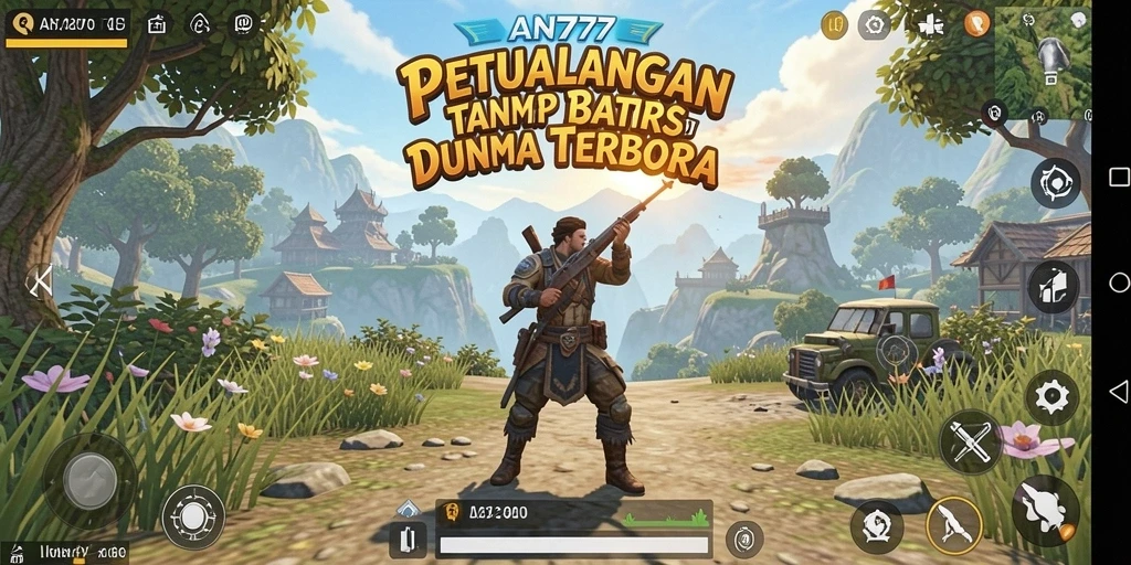 Screenshot AN777 menampilkan aksi mendebarkan dalam dunia terbuka.