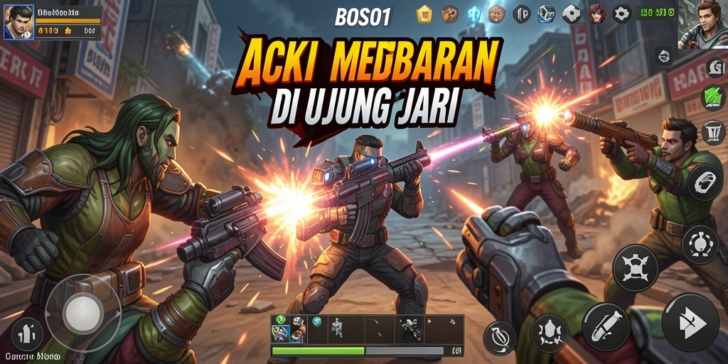 Screenshot menunjukkan karakter beraksi dalam pertempuran seru.