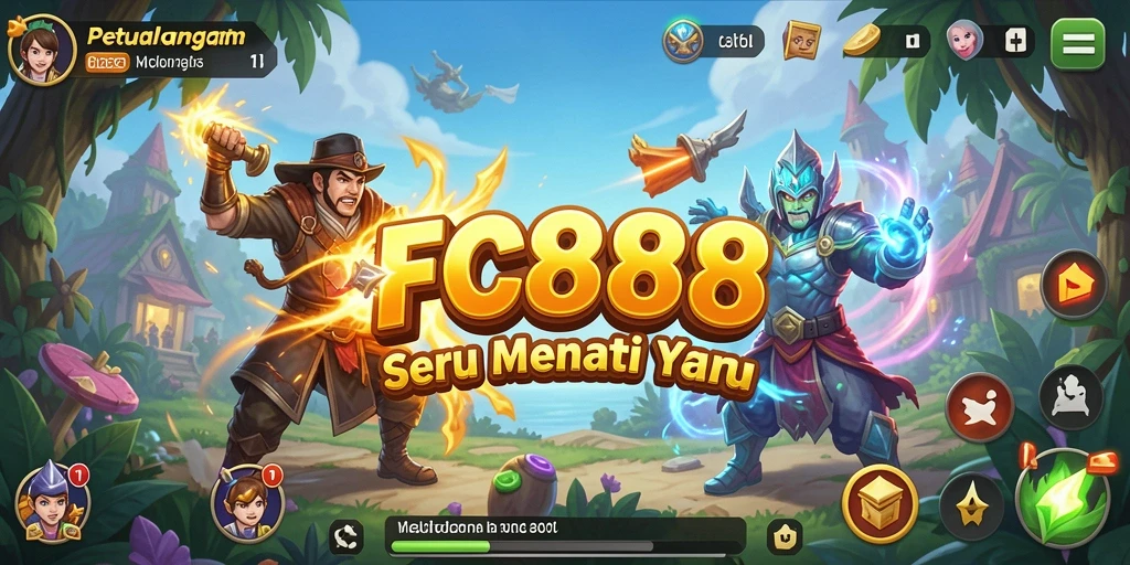 Tampilan dinamis gameplay FC888 dengan elemen petualangan yang memukau.