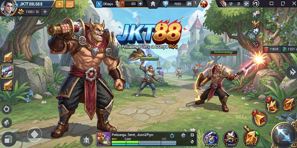 Tampilan gameplay JKT88 menampilkan pertarungan seru dalam dunia RPG.