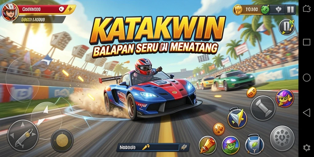 Tampilan gameplay seru di KATAKWIN yang menantang.