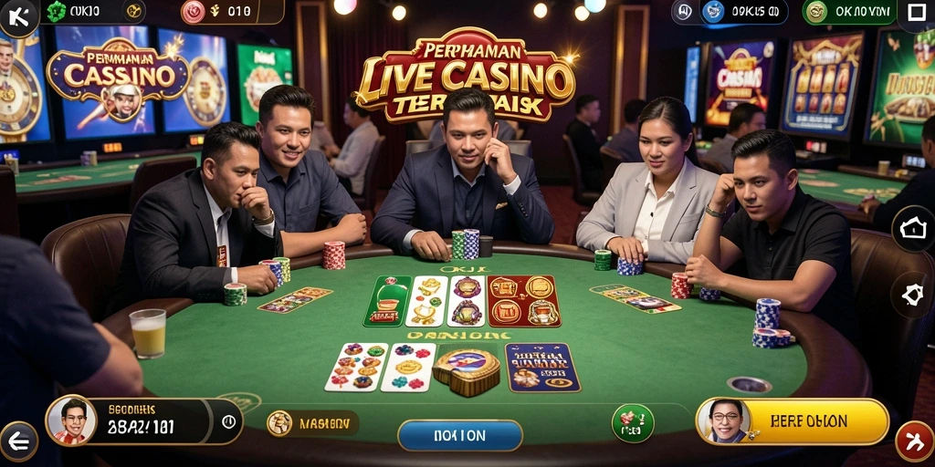Screenshot gameplay OKJK menampilkan suasana Live Casino yang mendebarkan.