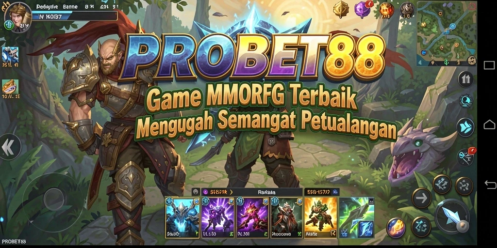 Screenshot utama PROBET88 menunjukkan pertarungan epik dalam dunia MMORPG.