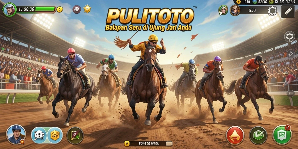 Tampilan gameplay seru dari PULITOTO dengan mobil balap yang menakjubkan.