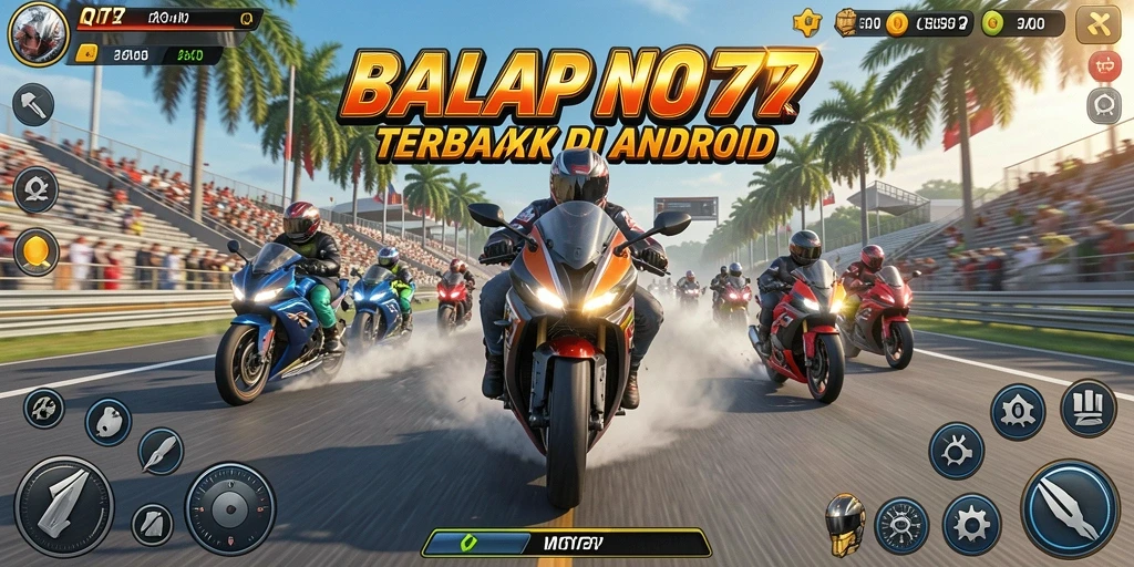 Tampilan gameplay seru dari QT777 dalam balap motor.