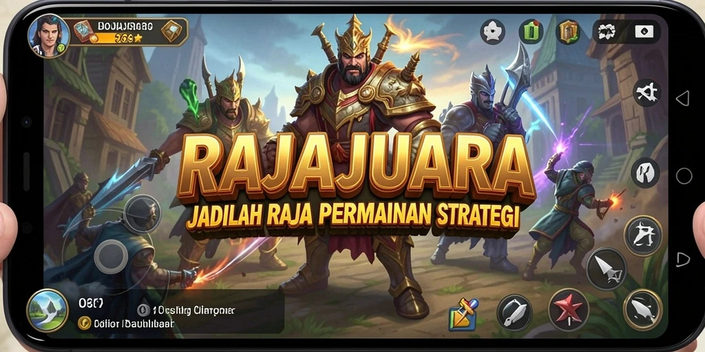 Tampilan permainan SLG yang menegangkan dalam RAJAJUARA.