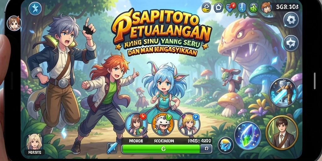 Tangkapan layar gameplay SAPITOTO yang penuh warna dan interaksi karakter.