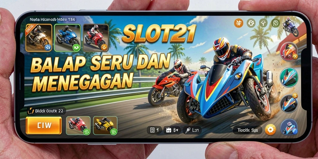 Screenshot gameplay yang menunjukkan aksi balapan di SLOT21.